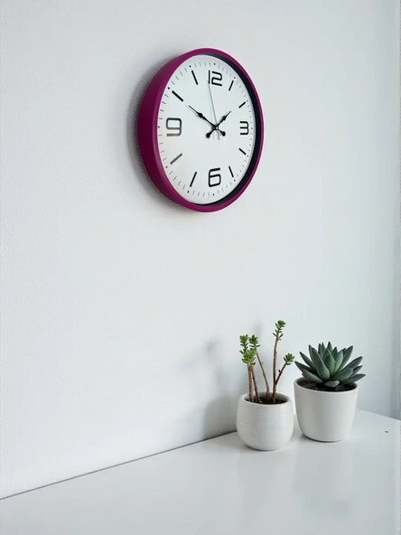 36 Cm Pembe Modern Duvar Saati - Resim 3