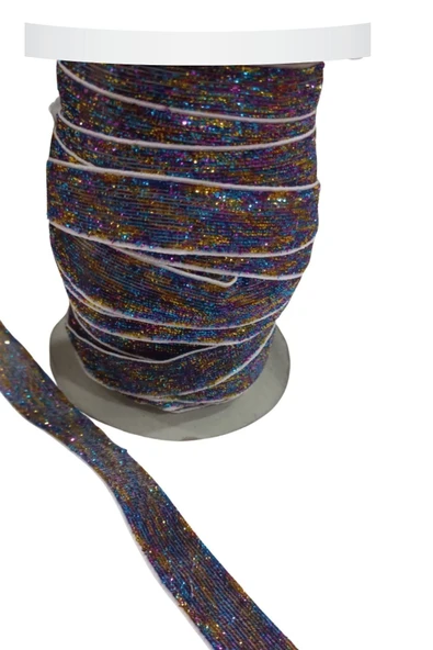 Almira Butik Kadife Kurdele Simli 1,5 cm Karışık Renk 2 Metre ürün görseli 1