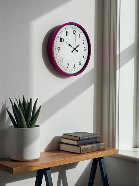 36 Cm Pembe Dekoratif Duvar Saati - Resim 3
