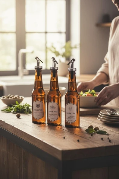 Cam yağlık - 3 lü pratik kapaklı yağlık - sirkelik 350 ml. yağdanlık ürün görseli 1