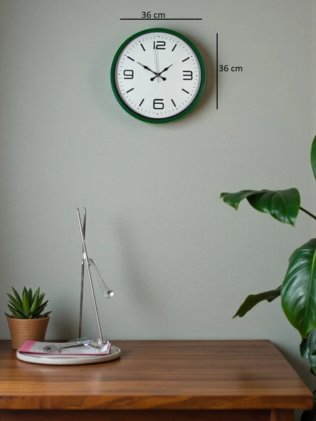 36 Cm Yeşil Modern Dekoratif Duvar Saati - Resim 5