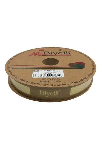 Almira Butik Biye Simli Katlı Ka Altın 2 cm 25 Metre %50 Simli % 50 Polyester ürün görseli 1