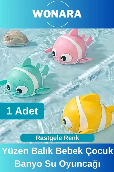 #Oyuncak Mekanik Suda Yüzen Eğlenceli Hafif Kurmalı Renkli Yüzen Balık Bebek Çocuk Banyo Oyuncağı ürün görseli 1
