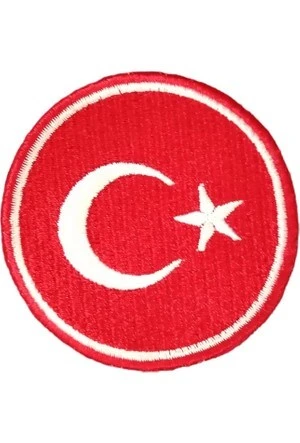 Almira Butik Aplike Ütü İle Yapışan Türk Bayrağı Yuvarlak Küçük Arma 3 cm ürün görseli 1