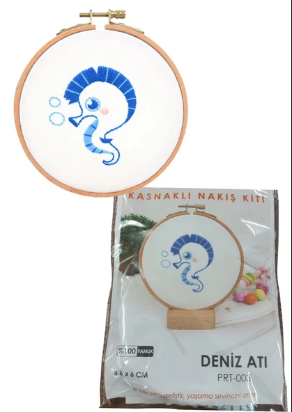 Almira Butik Nakış Kitleri Kasnaklı 8.6 X 6 cm Deniz Atı ürün görseli 1