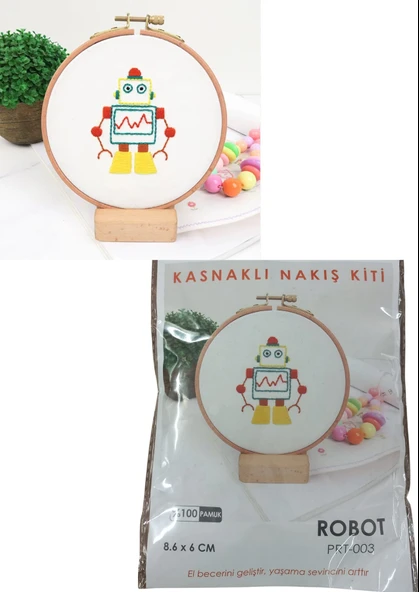 Almira Butik Nakış Kitleri Kasnaklı 8.6 X 6 cm Robot ürün görseli 1