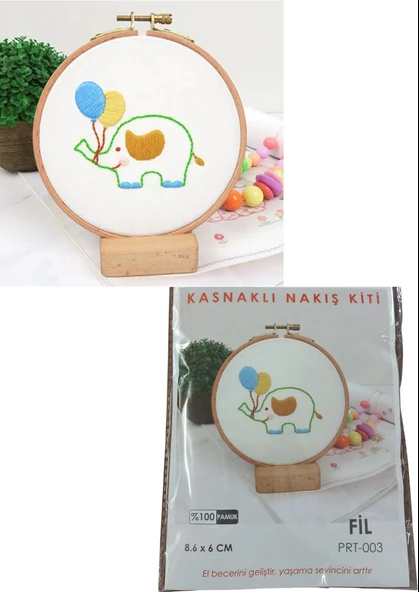 Almira Butik Nakış Kitleri Kasnaklı 8.6 X 6 cm Fil ürün görseli 1
