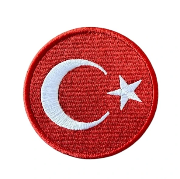 Almira Butik Aplike Ütü İle Yapışan Türk Bayrağı Yuvarlak Büyük Arma 5 cm ürün görseli 1