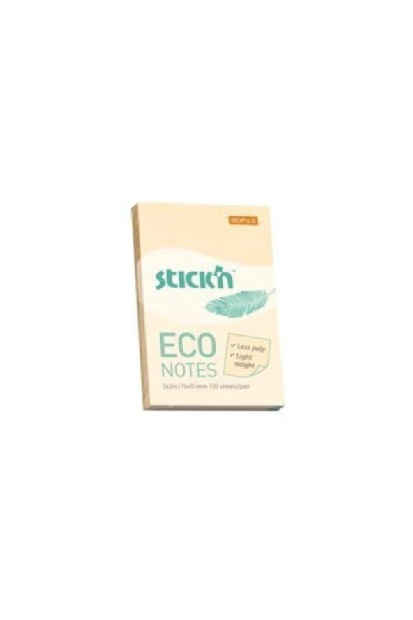 Hopax Stıckn Yapışkanlı Not Kağıdı 100 Yaprak 76x51 Mm Eco Patel Sarı ürün görseli 1