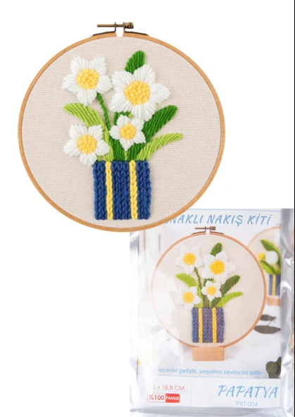 Almira Butik Nakış Kitleri Kasnaklı 13.5 X 18.8 cm Papatya ürün görseli 1