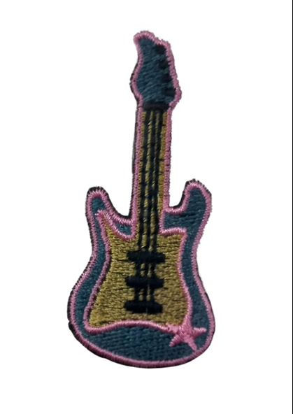 Almira Butik Aplike Ütü İle Yapışan Gitar Pembe Arma 5x3 cm ürün görseli 1