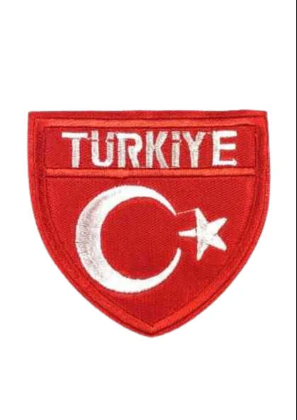 Almira Butik Aplike Ütü İle Yapışan Türk Bayrağı Türkiye Yazılı Arma 4 cm ürün görseli 1