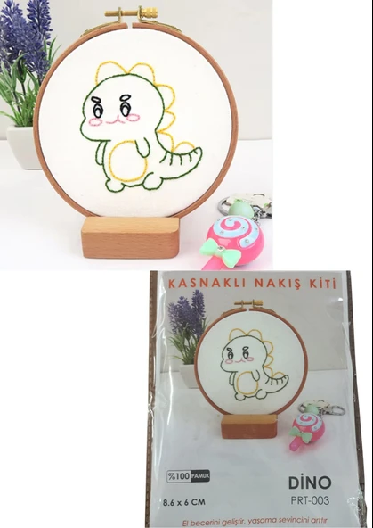 Almira Butik Nakış Kitleri Kasnaklı 8.6 X 6 cm Dino ürün görseli 1