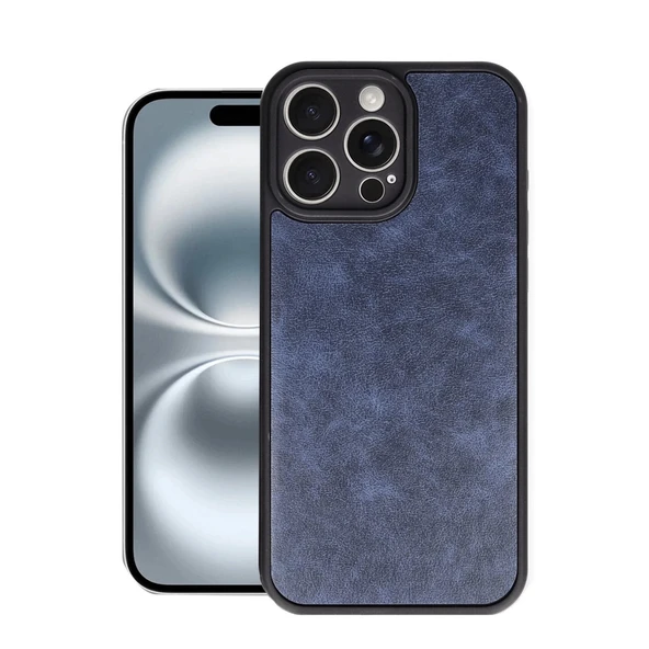 İphone 16 Pro Max Kılıf Aras Deri Kapak - Lacivert ürün görseli 1