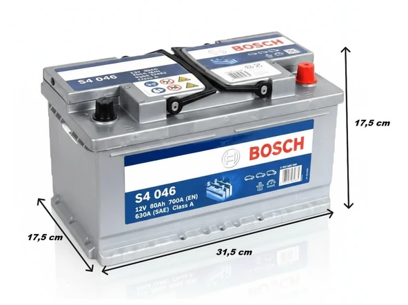 Bosch S4 046 12 V 80 Ah Akü - Resim 2