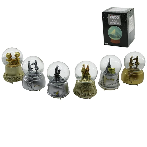 BÜYÜK BOY - 10CM PİLLİ - IŞIKLI MÜZİKLİ KAR KÜRESİ CAM ESKİTME İNSAN FİGÜRLÜ - DESEN MİX RENKLİ HERHANGİ BİR TANESİ GÖNDERİLİR (5250) ürün görseli 1