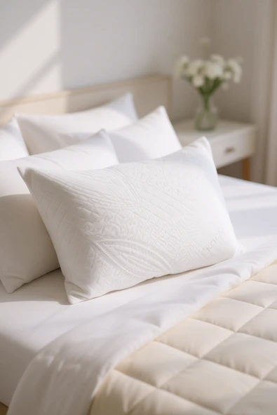 Doğal Kapok Kumaşlı Yastık 50x70 cm – Terletmeyen, Boncuk Silikon Dolgu, Fermuarlı ürün görseli 1