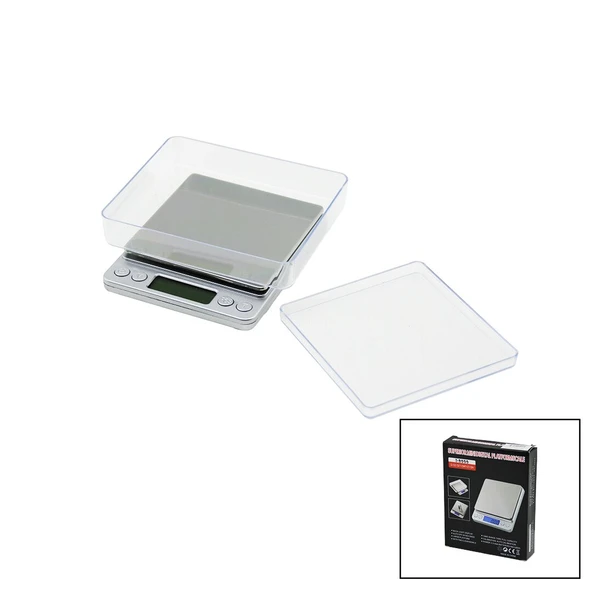 SUPERIOR MINI I-2000 3000GR/0.1GR MİNİ=10.5X13CM HASSAS TARTI - TERAZİ ŞEFFAF PLS.KAPAK  PİLLİ (5250) ürün görseli 1