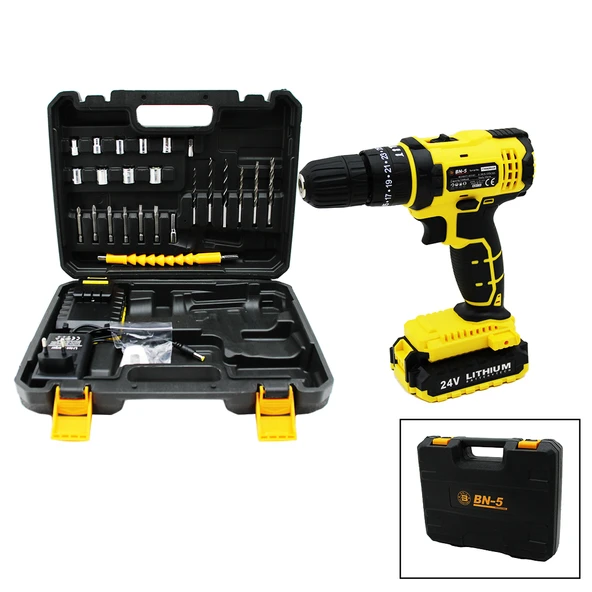 BANCO BN-5 F-136 STANLIY SARI 24W PROFESSIONAL ŞARJLI DARBELİ MATKAP SETİ ÇANTALI (5250) ürün görseli 1