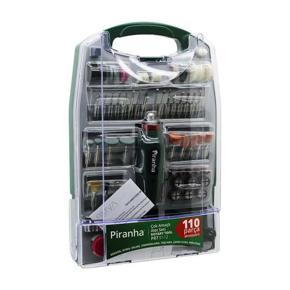 110 PCS MİNİ TAŞLAMA - GRINDER ÇOK AMAÇLI SET ELEKTRİKLİ EL MOTORU DC 12V  16000 RPM PARLATMA PRT-9112 (5250) ürün görseli 1