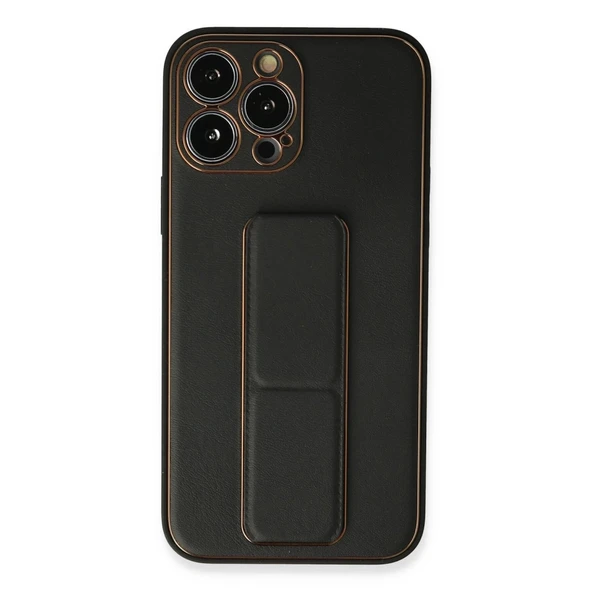 İphone 13 Pro Kılıf Coco Deri Standlı Kapak - Siyah ürün görseli 1