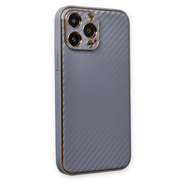 İphone 13 Pro Max Kılıf Coco Karbon Silikon - Gri - Resim 2