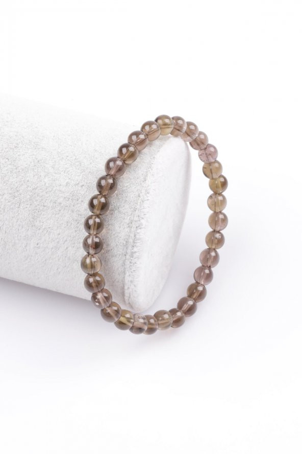 Dumanlı Kuvars Doğal Taş Bileklik 6 mm Küre Kesim ürün görseli 1