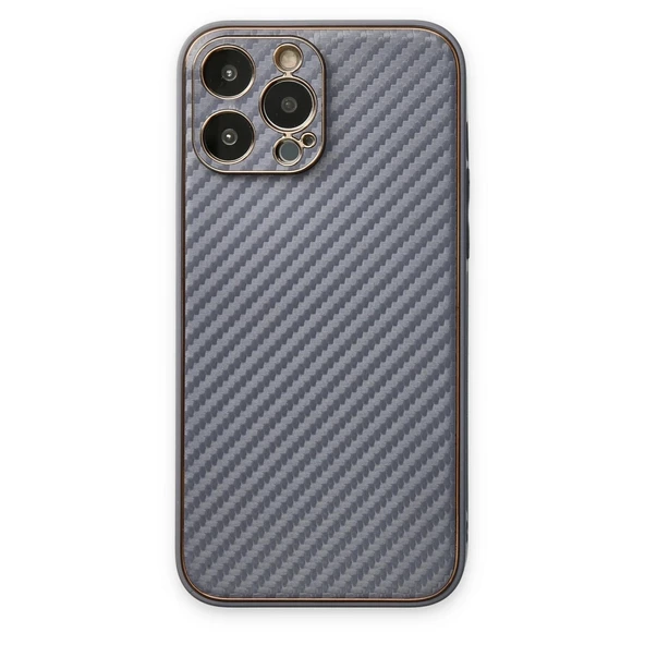 İphone 13 Pro Max Kılıf Coco Karbon Silikon - Gri ürün görseli 1
