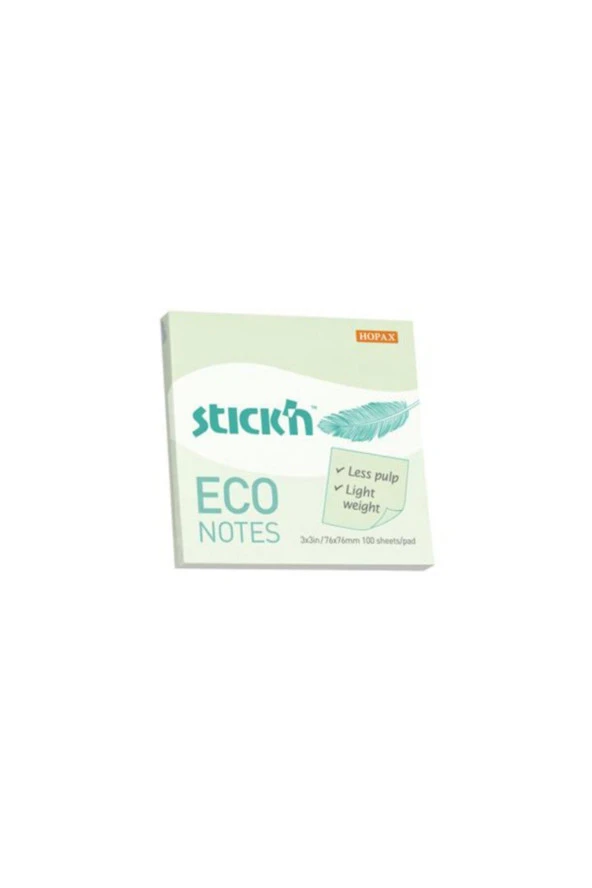 Gıpta Stickn Eco Notes 100 Yaprak Pastel Yeşil Yapışkanlı Not Kağıdı 76 x 76 mm ürün görseli 1