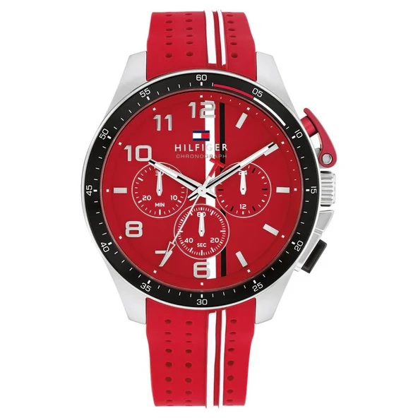 Tommy Hilfiger Red Silicone Chronograph Men's Watch - th1792170 ürün görseli 1