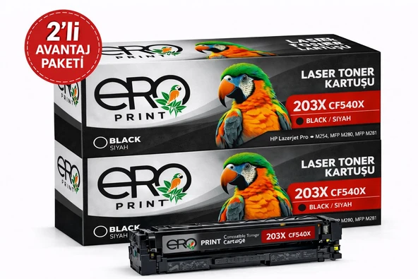 HP CF540X - 203X | HP M280 Siyah Muadil Toner - 2'li Avantaj Paket ürün görseli 1