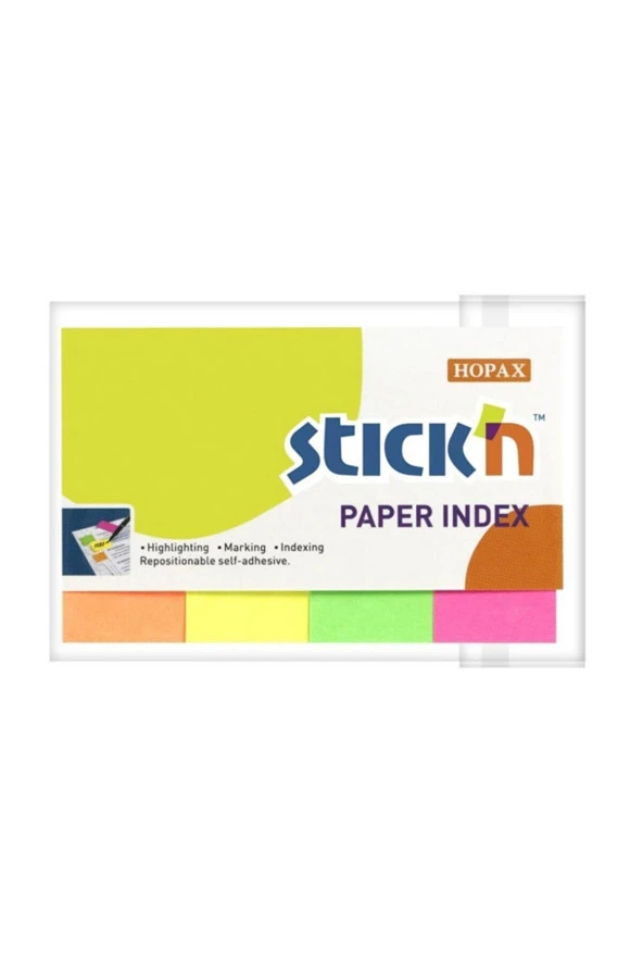 Hopax Stıckn İndeks 200 Yaprak 50x20 Mm Neon 4 Renk ürün görseli 1