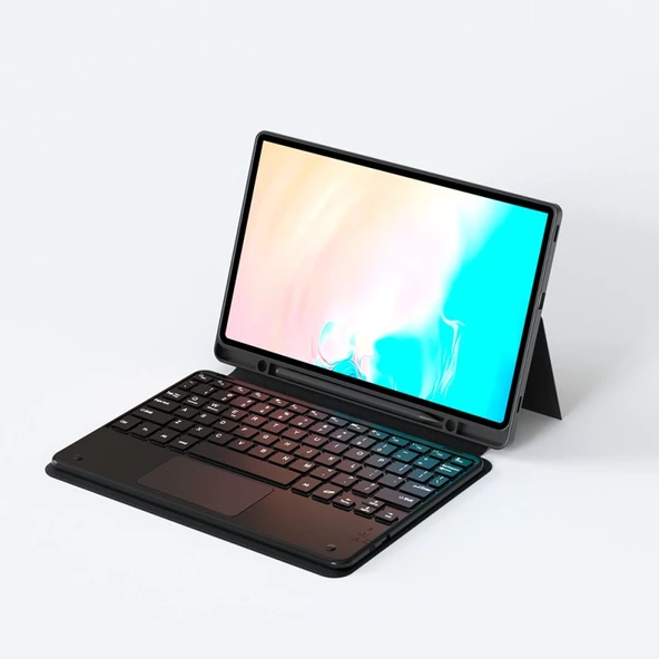 Samsung Galaxy Tab S10 Border Keyboard Bluetooh Bağlantılı Standlı Klavyeli Tablet Kılıfı ürün görseli 1