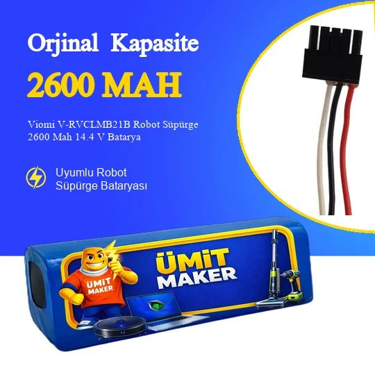 Viomi V-RVCLMB21B Robot Süpürge 2600 Mah 14.4 V Batarya – Orjinal Uyumlu Uzun Ömürlü, Yüksek Performans Pil ürün görseli 1