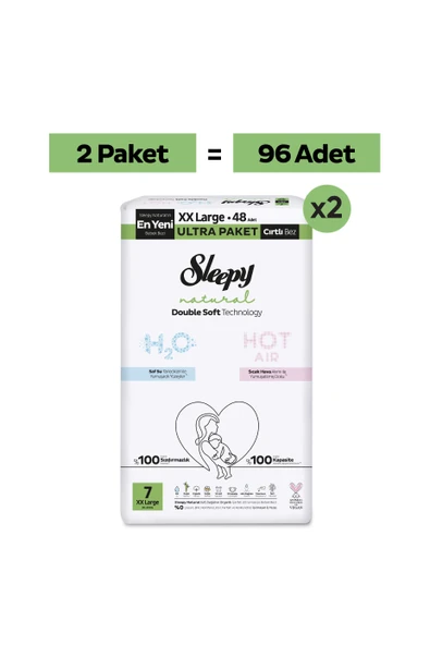 Sleepy Natural Double Soft Ultra Fırsat Paketi Bebek Bezi 7 Numara Xxlarge 96 Adet ürün görseli 1