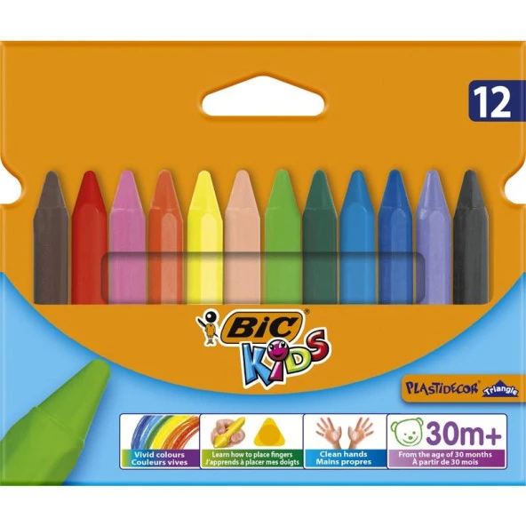Bic Pastel Boya Plastidecor Karton Kutu Üçgen 12 Lİ 829773 ürün görseli 1