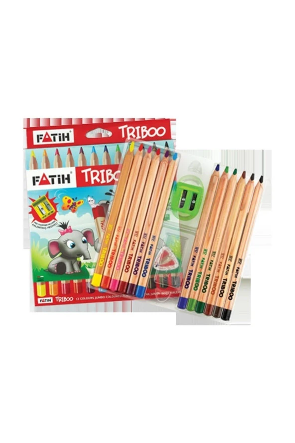 Fatih Kuru Boya Natural Üçgen Jumbo Triboo Tam Boy 12 Renk 33426 ürün görseli 1