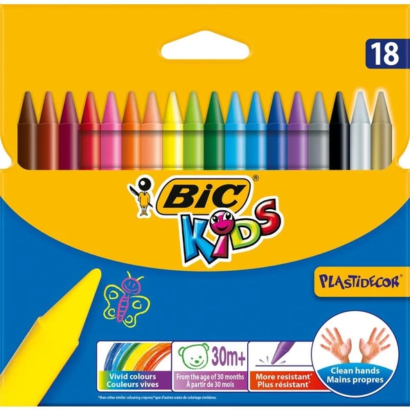 Bic Pastel Boya Plastidecor Silinebilir 18 Renk 829771 ürün görseli 1