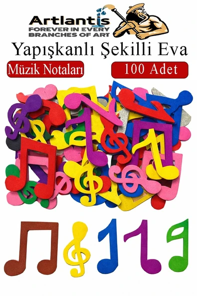 Şekilli Eva Yapışkanlı Müzik 100 lü 1 Paket Kendinden Yapışkanlı Eva Sticker Okul Öncesi Kreş Ana Sınıfı ürün görseli 1