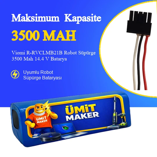 Viomi R-RVCLMB21B Robot Süpürge 3500 Mah 14.4 V – Orjinal Uyumlu Uzun Ömürlü, Yüksek Performans Pil ürün görseli 1