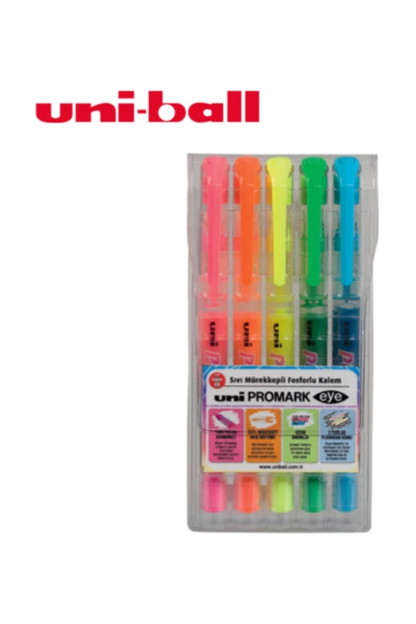 Uni-Ball Fosforlu Kalem Promark Eye Cep Tipi 5 Li USP-105 5C ürün görseli 1