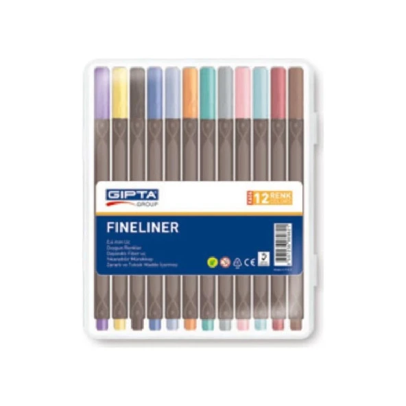 Gıpta Fineliner 0.4 MM Üçgen 12 Renk K606 ürün görseli 1
