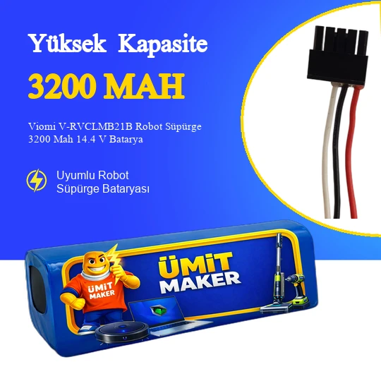 Viomi V-RVCLMB21B Robot Süpürge 3200 Mah 14.4 V – Orjinal Uyumlu Uzun Ömürlü, Yüksek Performans Pil ürün görseli 1