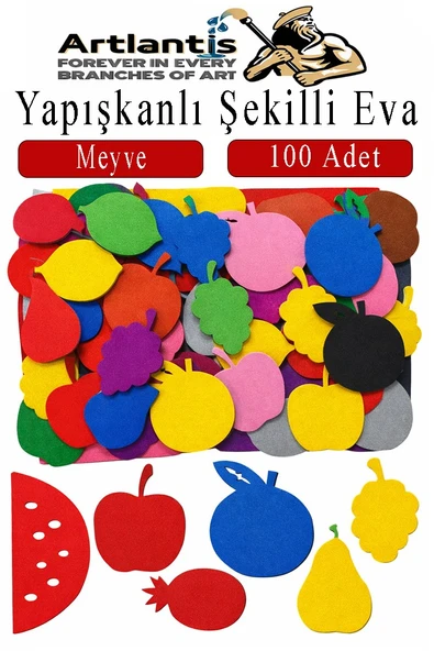 Şekilli Eva Yapışkanlı Meyve 100 lü 1 Paket Kendinden Yapışkanlı Eva Sticker Okul Öncesi Kreş Ana Sınıfı ürün görseli 1