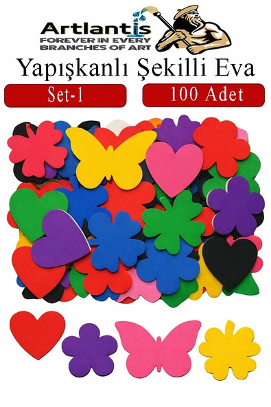 Şekilli Eva Yapışkanlı Set-1 100 lü 1 Paket Kendinden Yapışkanlı Eva Sticker Okul Öncesi Kreş Ana Sınıfı ürün görseli 1