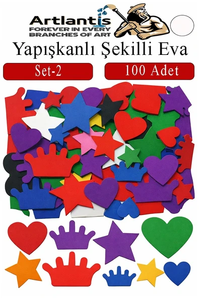 Şekilli Eva Yapışkanlı Set-2 100 lü 1 Paket Kendinden Yapışkanlı Eva Sticker Okul Öncesi Kreş Ana Sınıfı ürün görseli 1