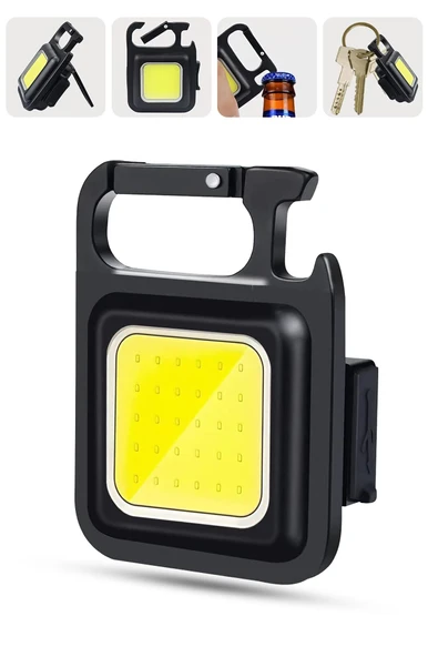 4 MOD Şarjlı Anahtarlık El Feneri Mini Boy Karabina Askılı COB LED Lamba Acil Durum Işığı 47741 ürün görseli 1