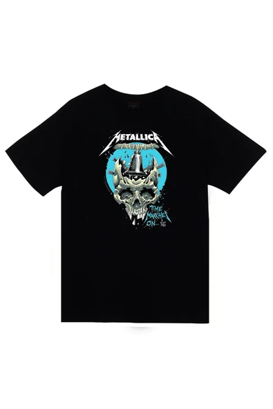 fame-stoned Metallica Baskılı Unisex %100 Pamuk Siyah T-shirt ürün görseli 1