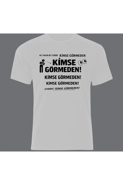 fame-stoned Kimse Görmeden Baskılı Unisex %100 Pamuk Beyaz T-shirt ürün görseli 1