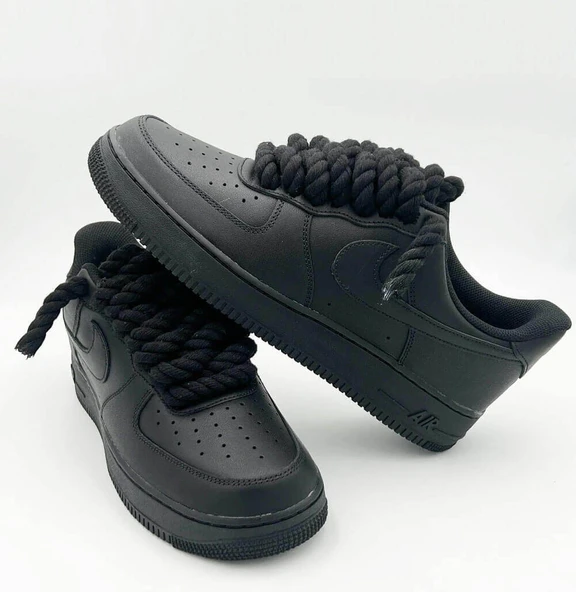 Black Nike Air Force 1 Rope Laces - Resim 3